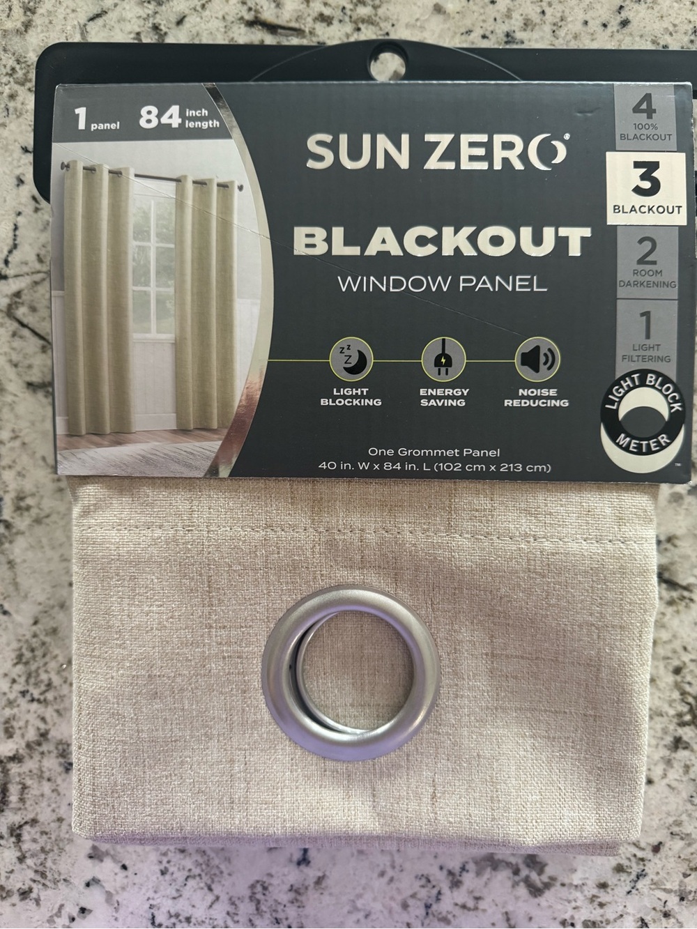 Sun Zero Beige Blackout Window Panel - Grommet Top